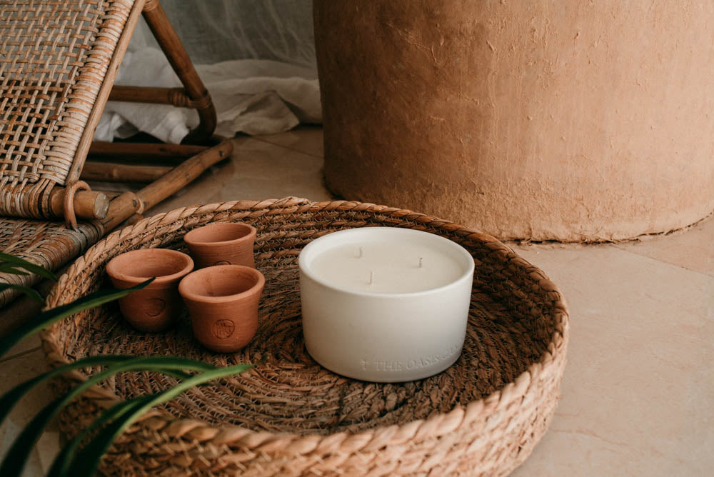 An Alfresco Muddled Mint and Lime scented candle from home fragrance brand, The Oasis Candle Co