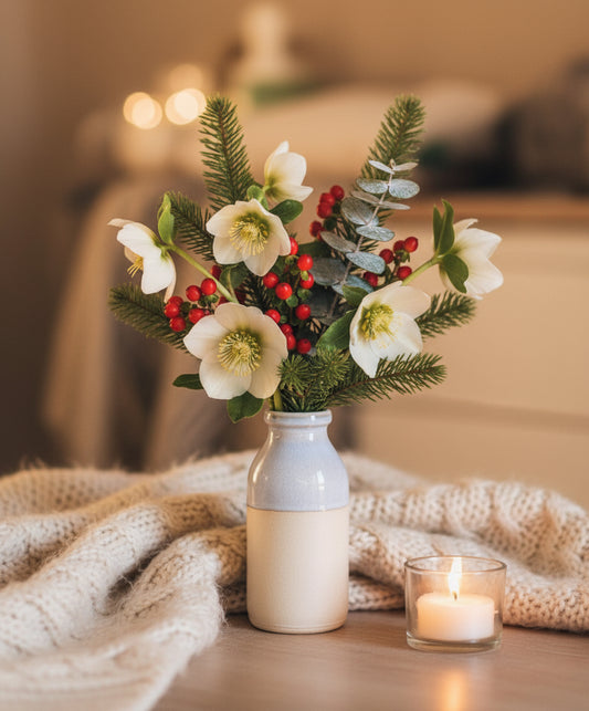 A Glosters milk bottle vase from The Oasis Candle Co