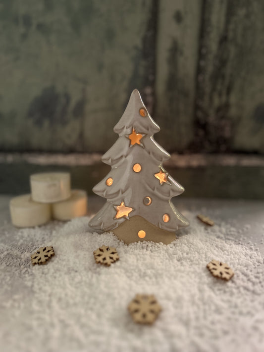 Ceramic O'Christmas Tree Tealight Candle Holder Set