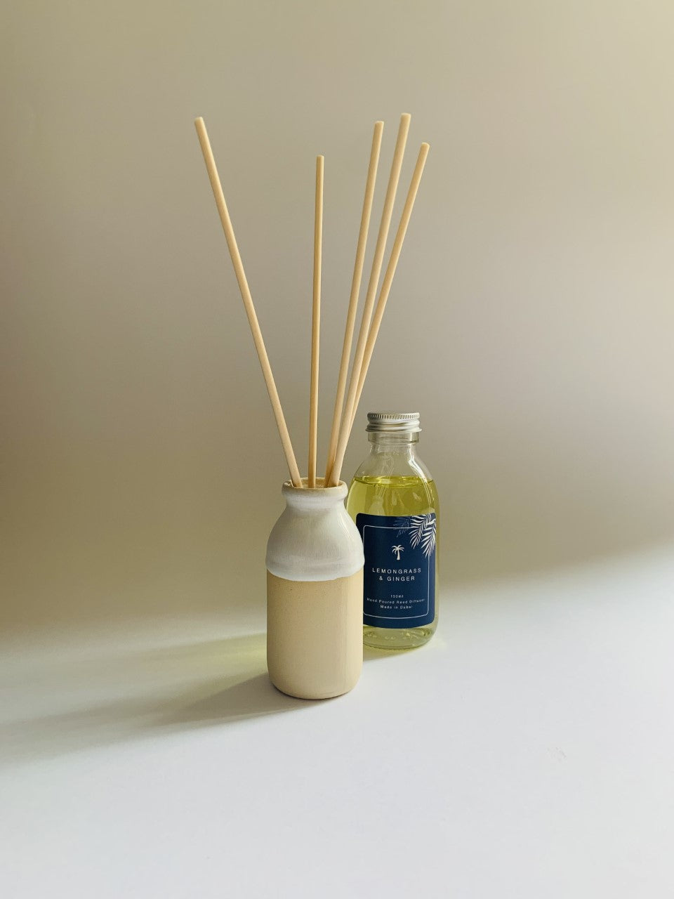 Lemongrass and Ginger Reed Diffuser from room fragrance brand, The Oasis Candle Co